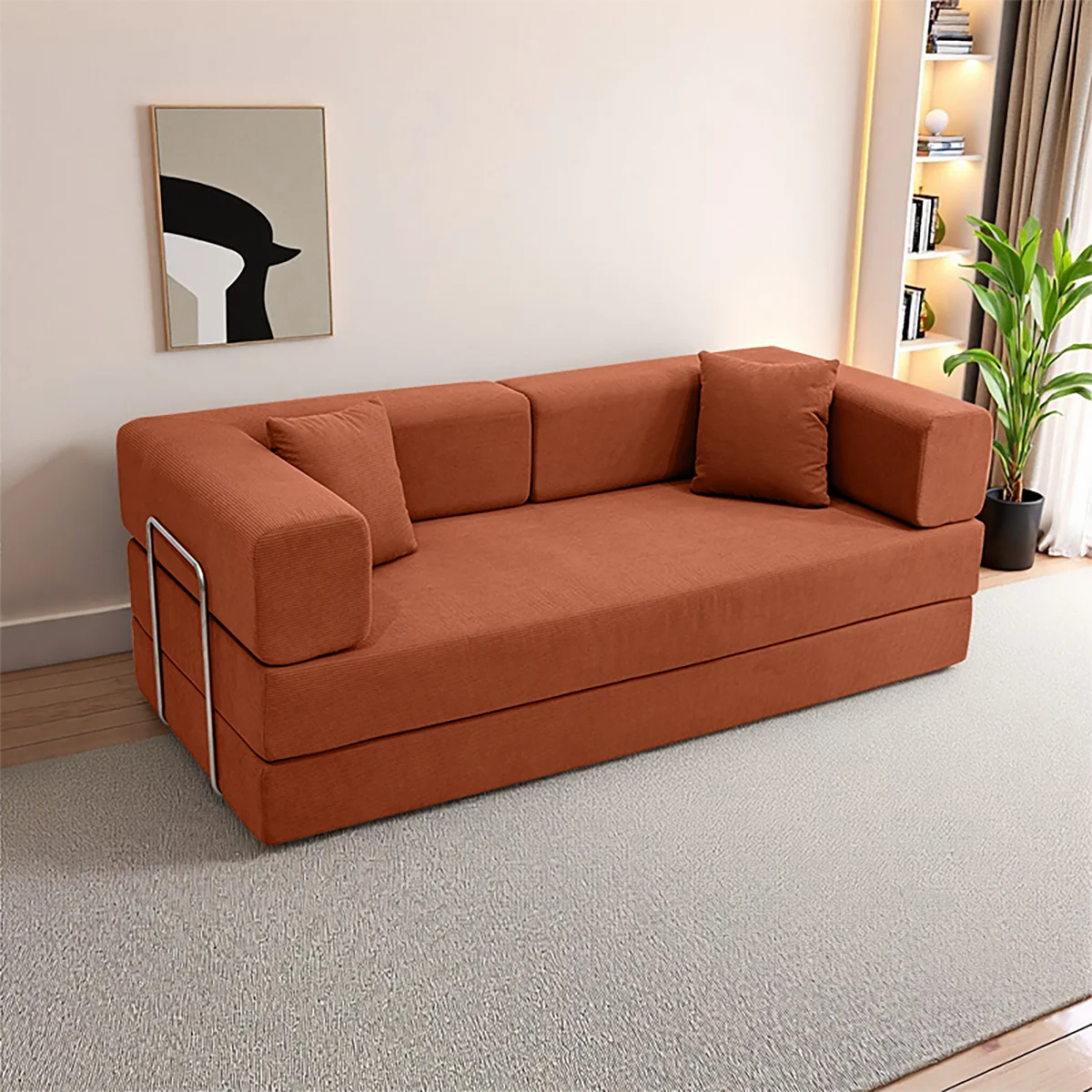 Foldable Sofa Bed With Removable Backrest For Living Room Seating