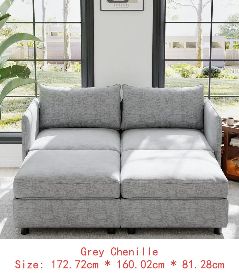 Modular Sectional Sofa Set With Storage 3 Seater Loveseat Chair