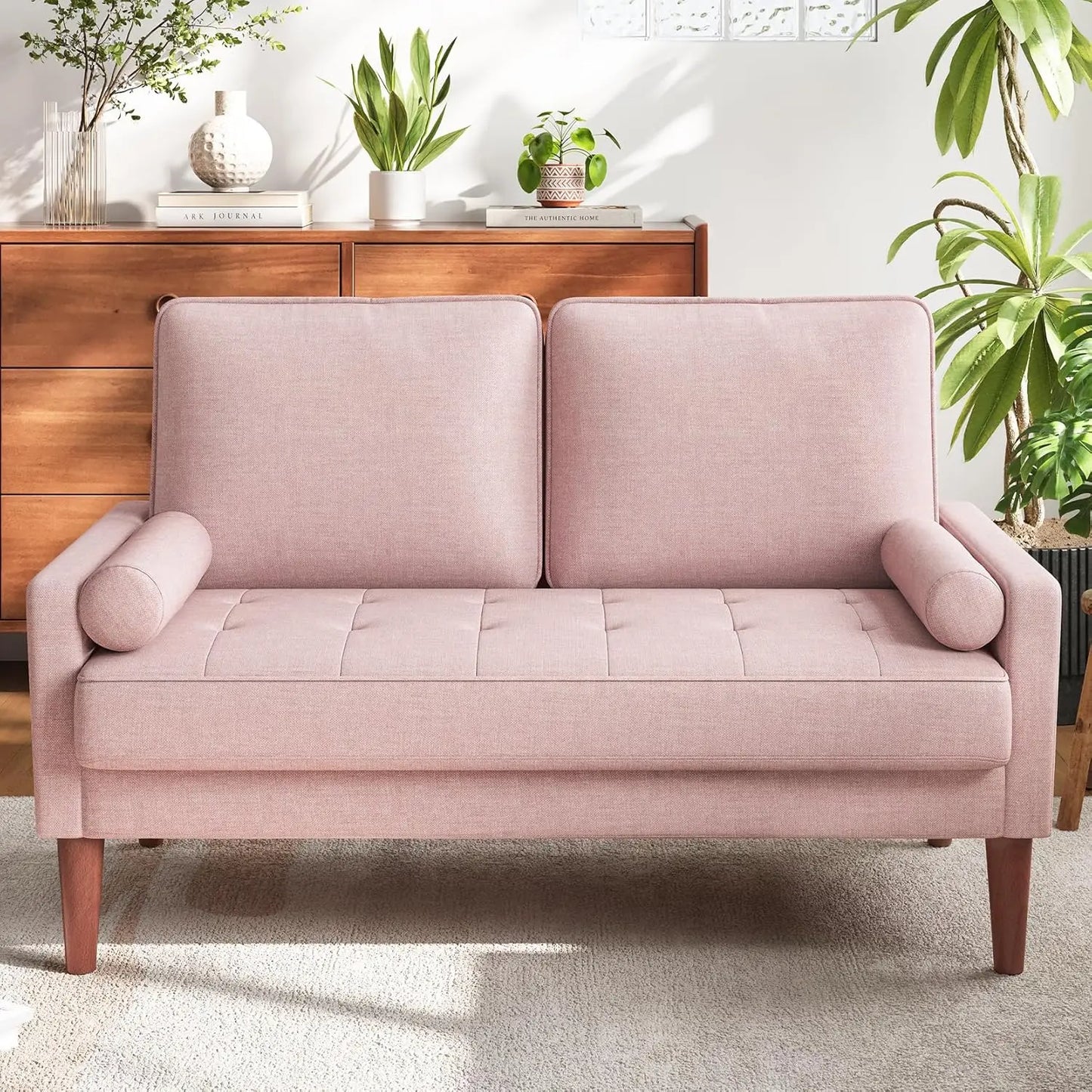 Vesgantti Mid Century Velvet Loveseat Sofa with Solid Wood Legs