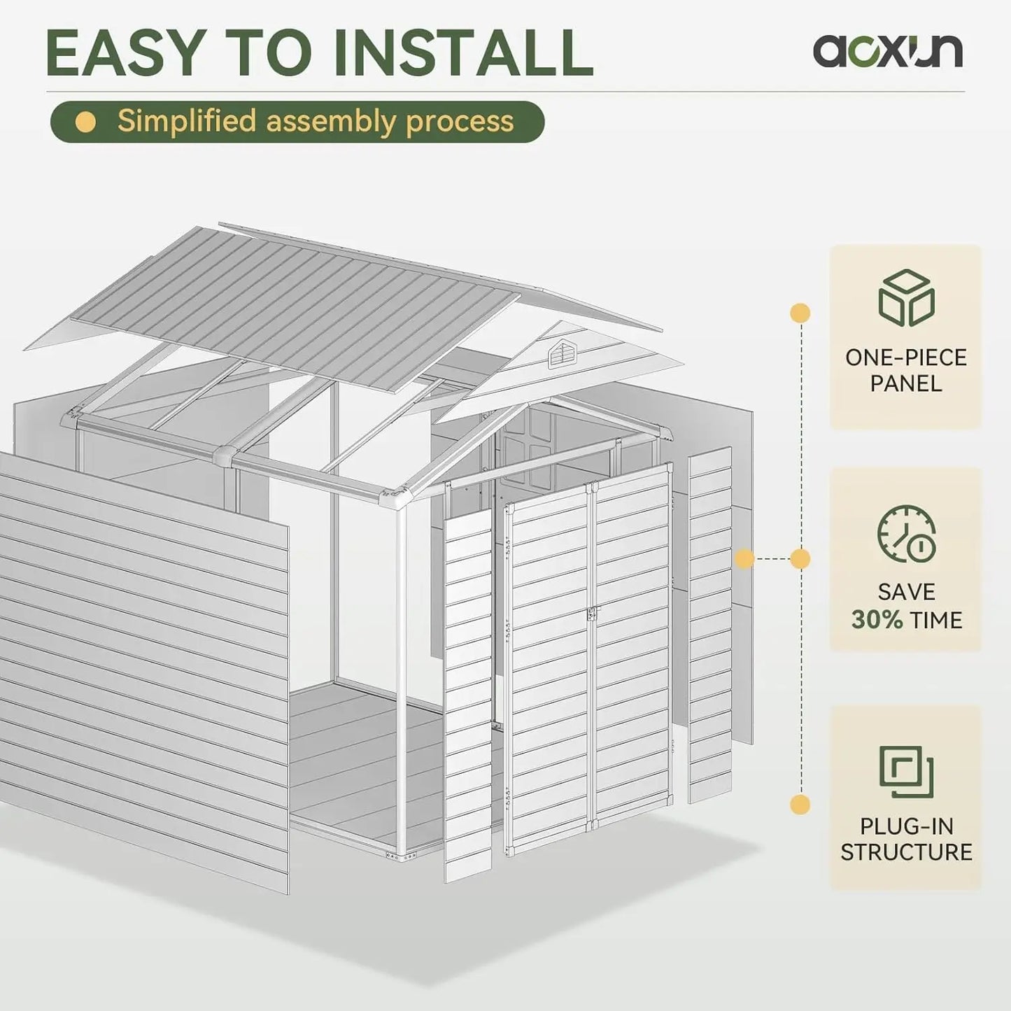Resin Outdoor Storage Shed With Window Lockable Sloped Roof