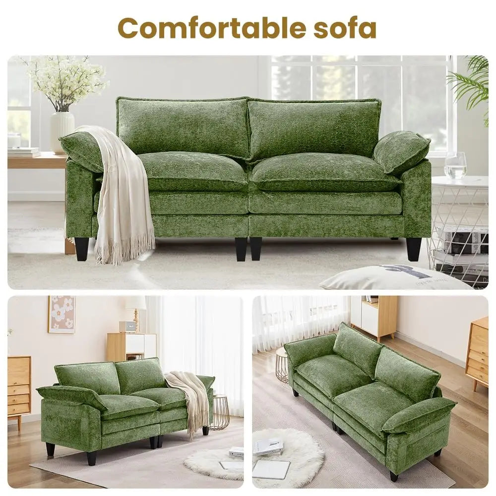 Cloud Loveseat Sofa Modern Chenille Fabric Double Cushion