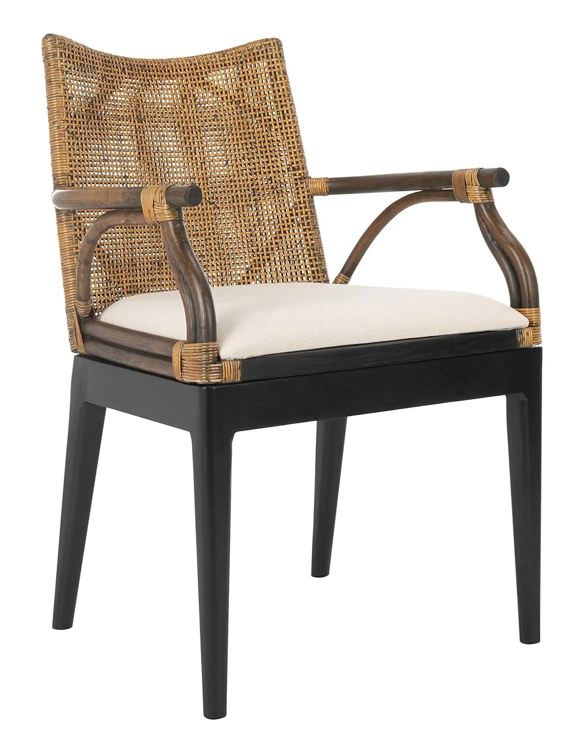 Solid Wood Rattan Arm Chair For Living Room Modern Style