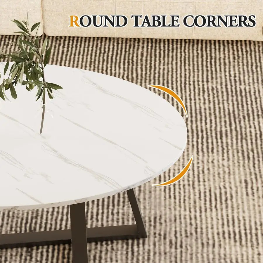 Oval Wood End Table With Faux Marble Top