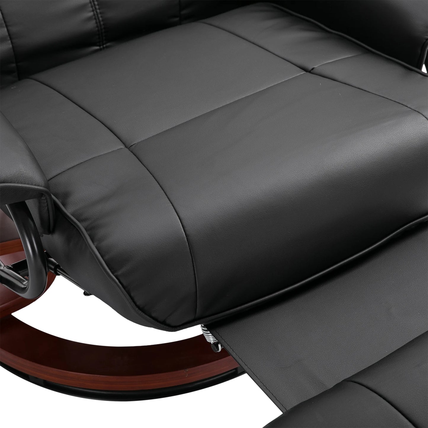 HOMCOM Faux Leather Reclining Lounge Chair With Swivel Wooden Base