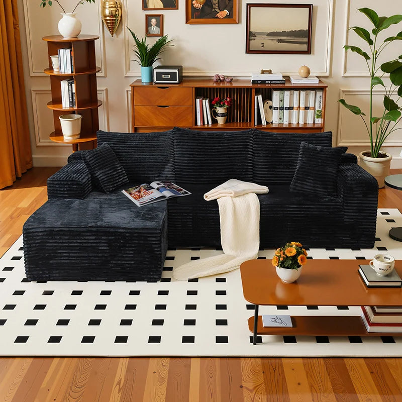 L Shaped Living Room Sofa Bed Convertible Minimalist Deep Seat