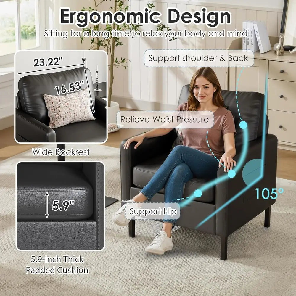 LISM Leather Accent Chair Set, Metal Frame, 2-Piece