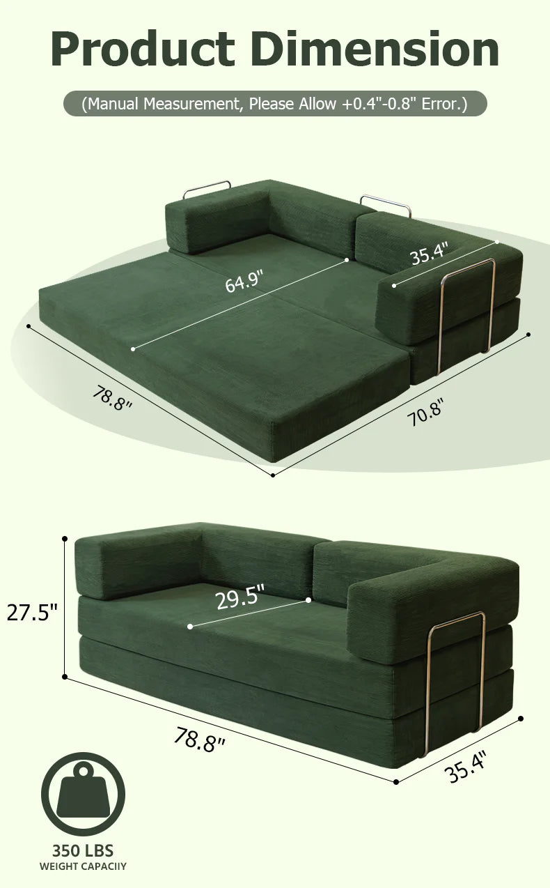 YQzyphyna Futon Sofa Bed 4in1 Convertible Couch For Living Room