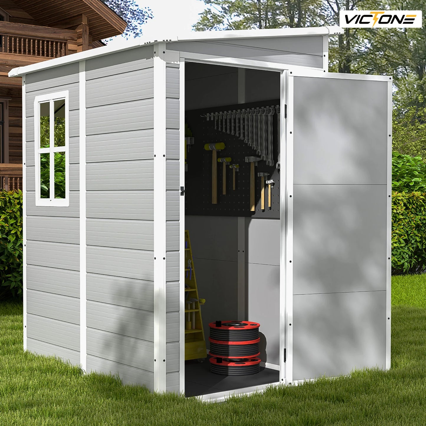 Victone Outdoor Plastic Storage Shed With Floor And Window Door