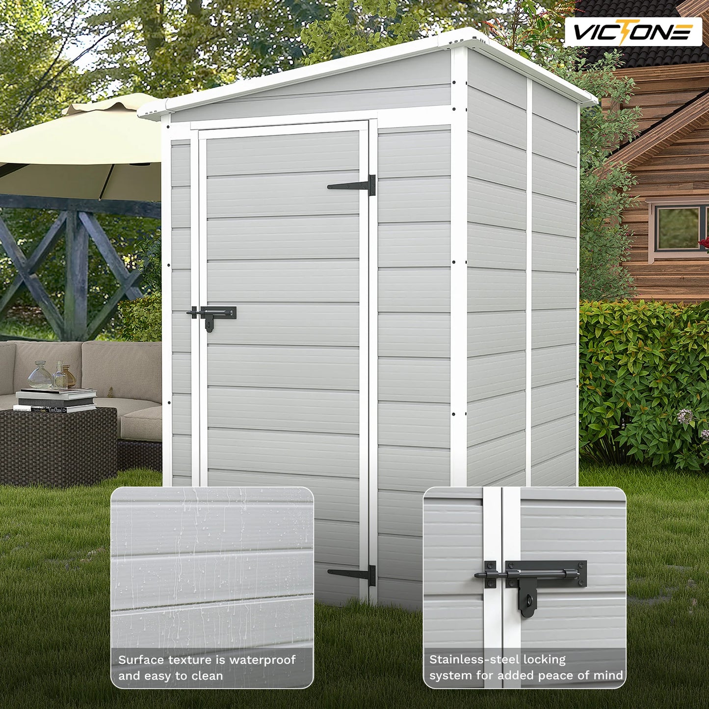 Victone Outdoor Plastic Storage Shed With Floor And Window Door