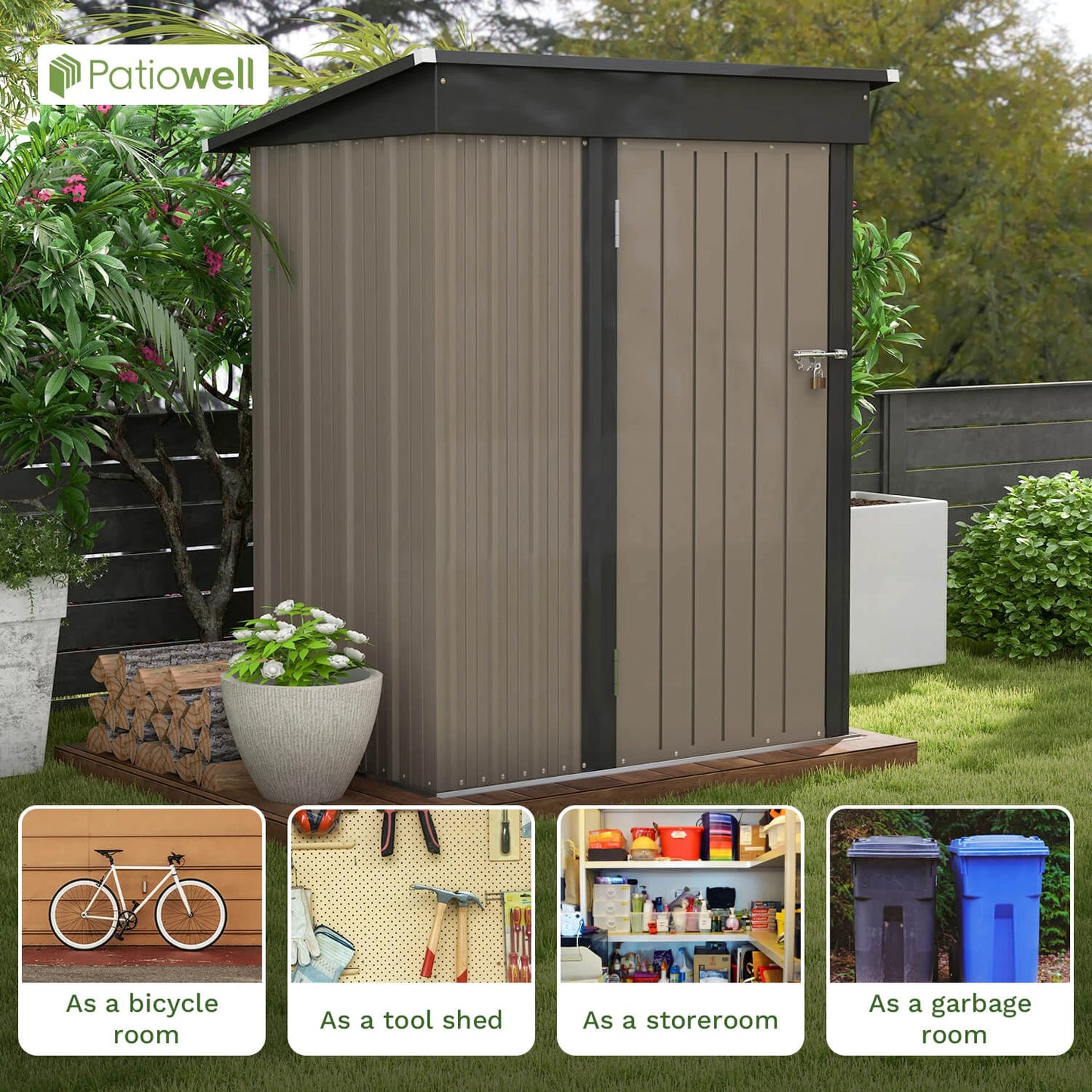 Victone Patiowell Outdoor Storage Shed With Lockable Door