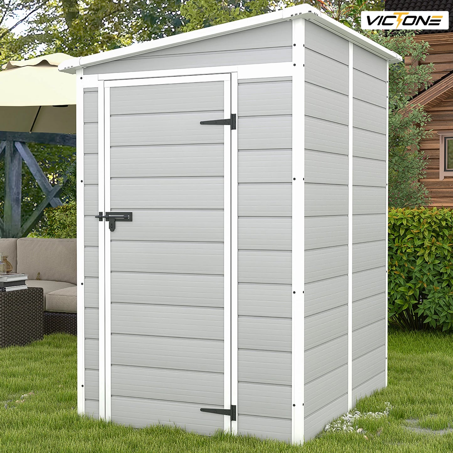 Victone Outdoor Plastic Storage Shed With Floor And Window Door