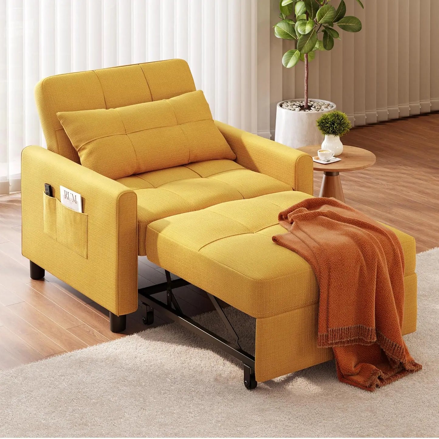 Three In One Convertible Sleeper Sofa Bed Linen Fabric
