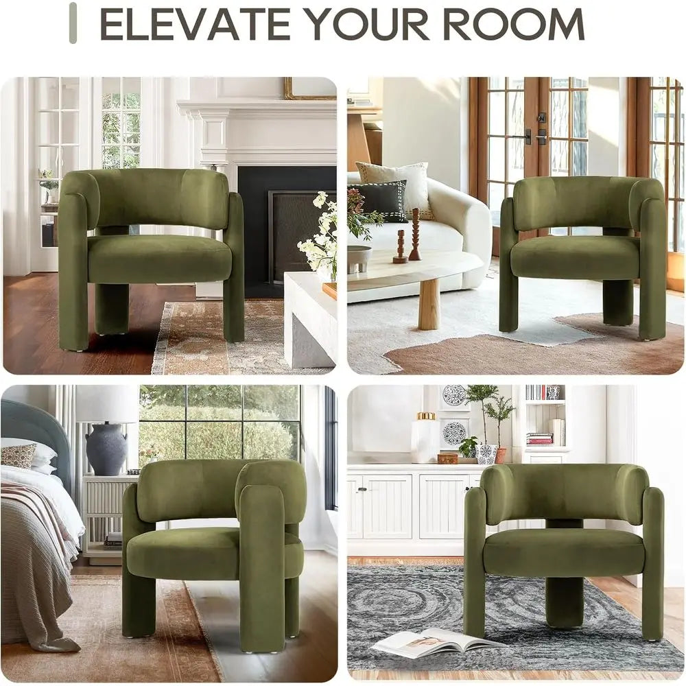 Velvet Accent Chair Set of Two Upholstered Barrel Chairs