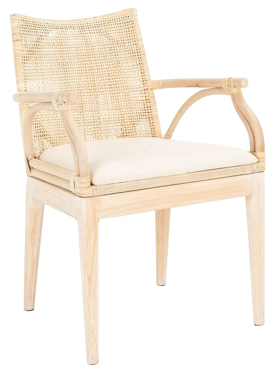 Solid Wood Rattan Arm Chair For Living Room Modern Style