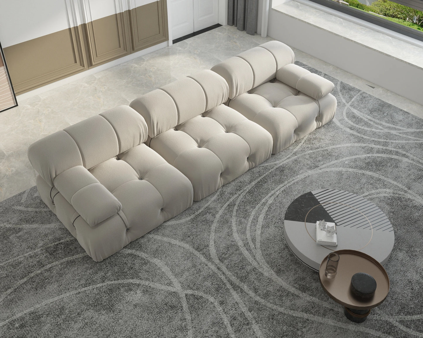 Sdorens Modern Minimalist Velvet Modular Sectional Sofa Set