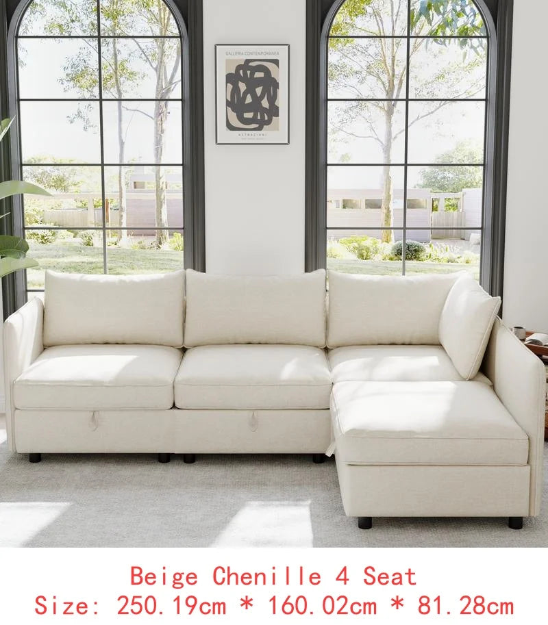 Modular Sectional Sofa Set With Storage 3 Seater Loveseat Chair