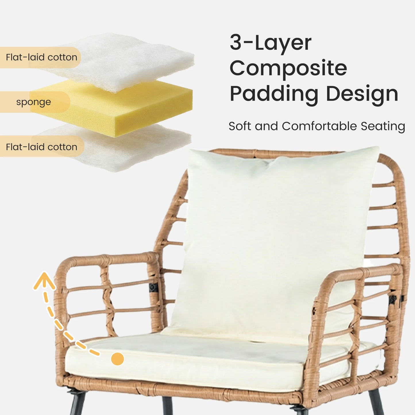 Outdoor Wicker Patio Furniture Set 4 With Cushions Glass Table
