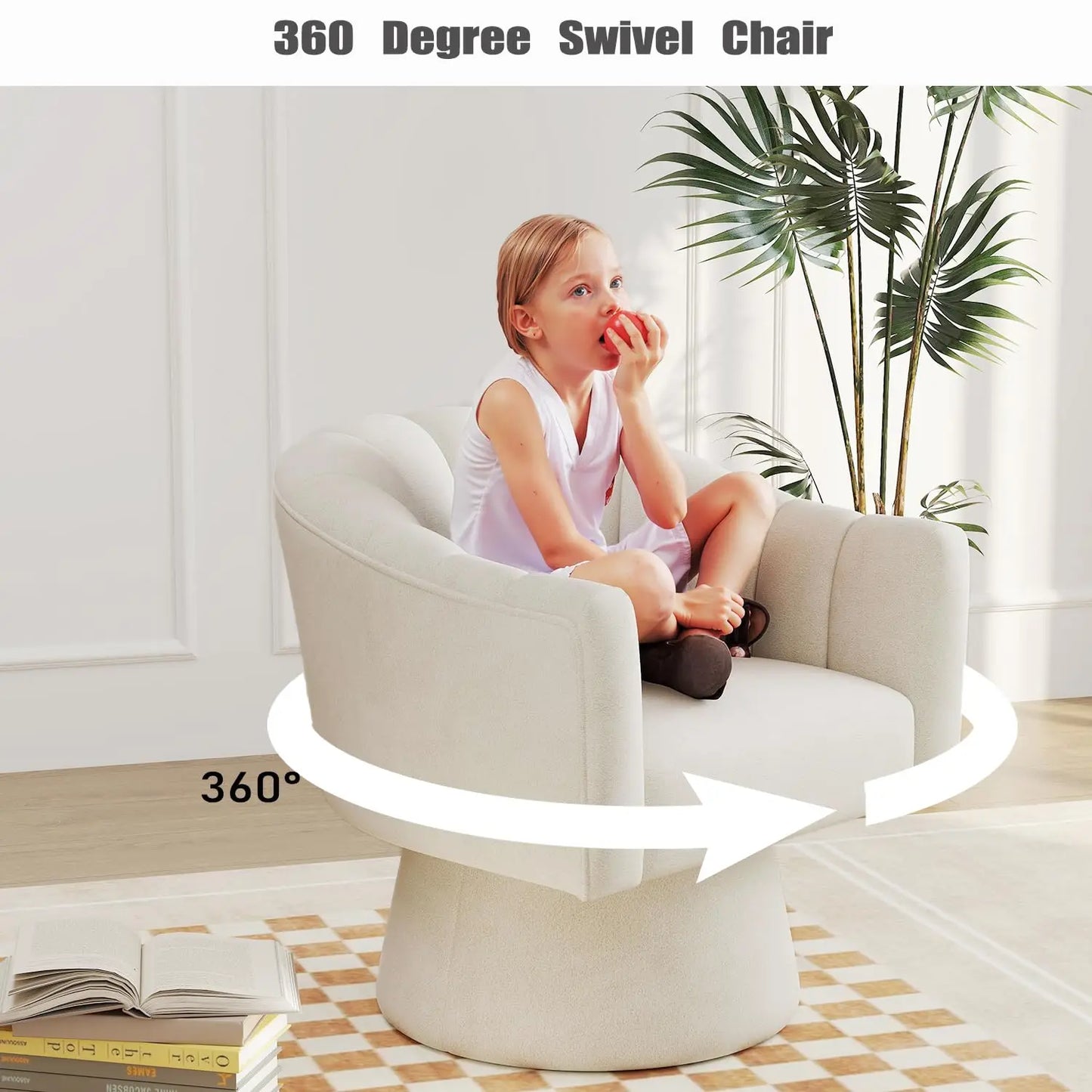 360 Degree Swivel Velvet Upholstered Barrel Chair Set