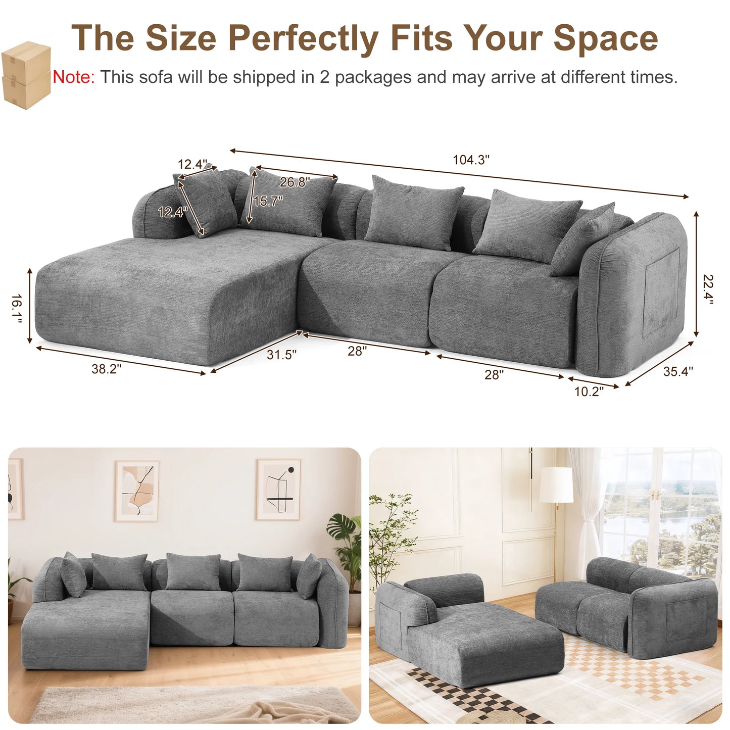 Redlife Sherpa Modular Cloud Sofa L Shaped Sectional