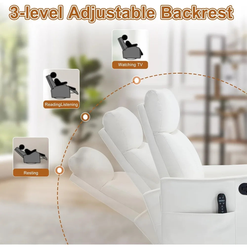 Manual Swivel Rocker Recliner Chair For Adults With Massage