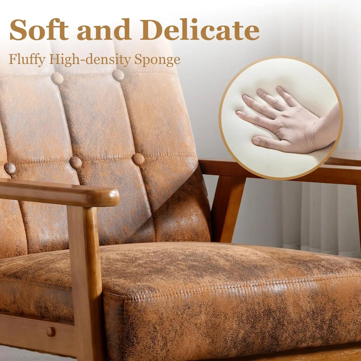 PU Leather Accent Chair Set Of 2 Mid Century Modern