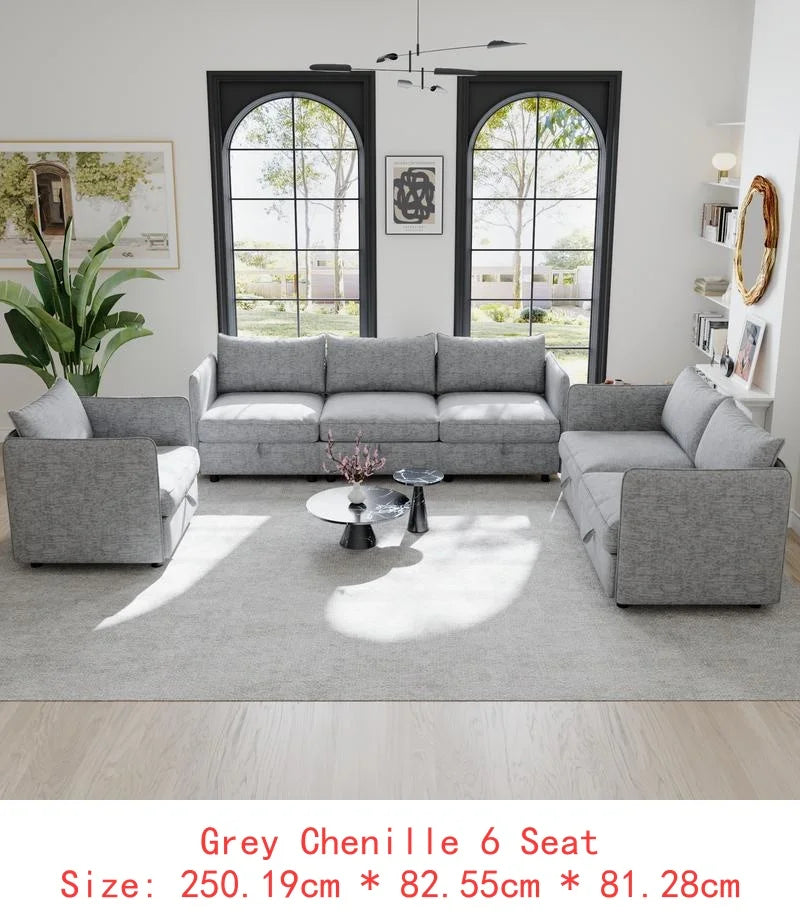 Modular Sectional Sofa Set With Storage 3 Seater Loveseat Chair