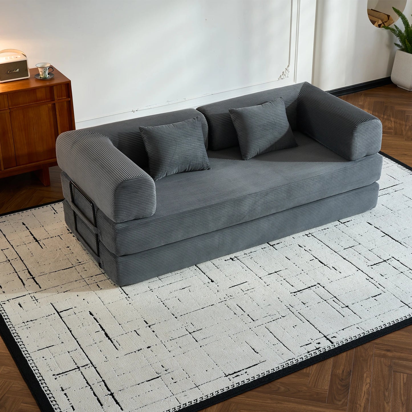 THOLASIS Folding Convertible Corduroy Sofa Bed For Small Spaces
