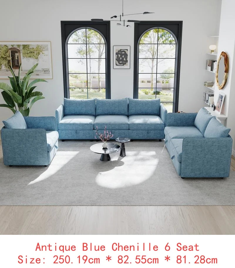 Modular Sectional Sofa Set With Storage 3 Seater Loveseat Chair