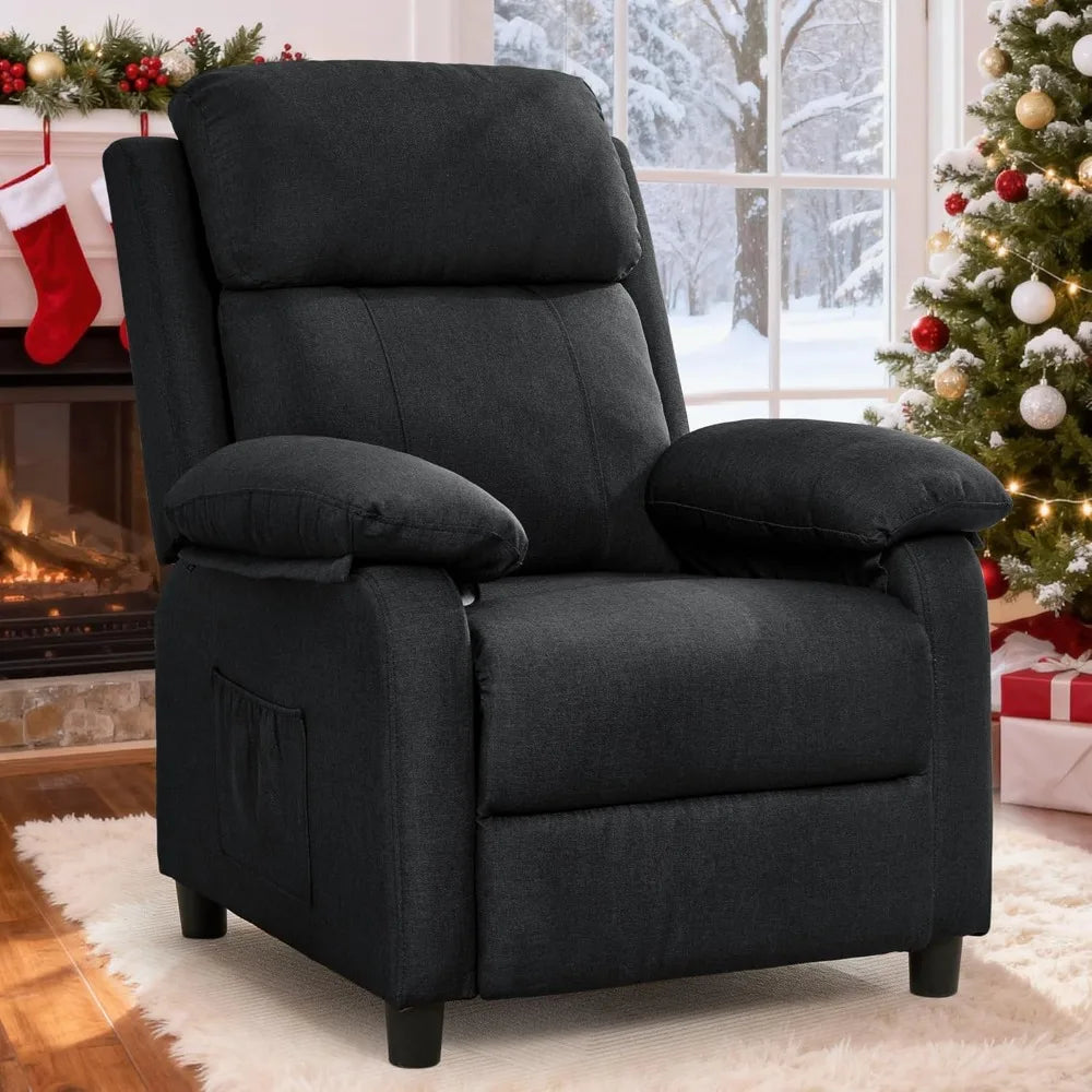 Padded Deep Seat Recliner With Side Pockets Living Room