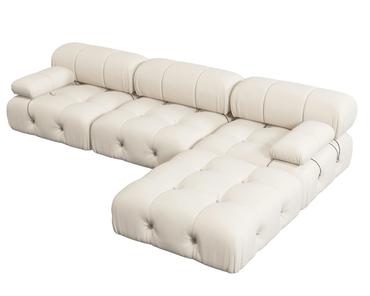 Sdorens Velvet L-Shaped Sectional Sofa With Reversible Ottoman