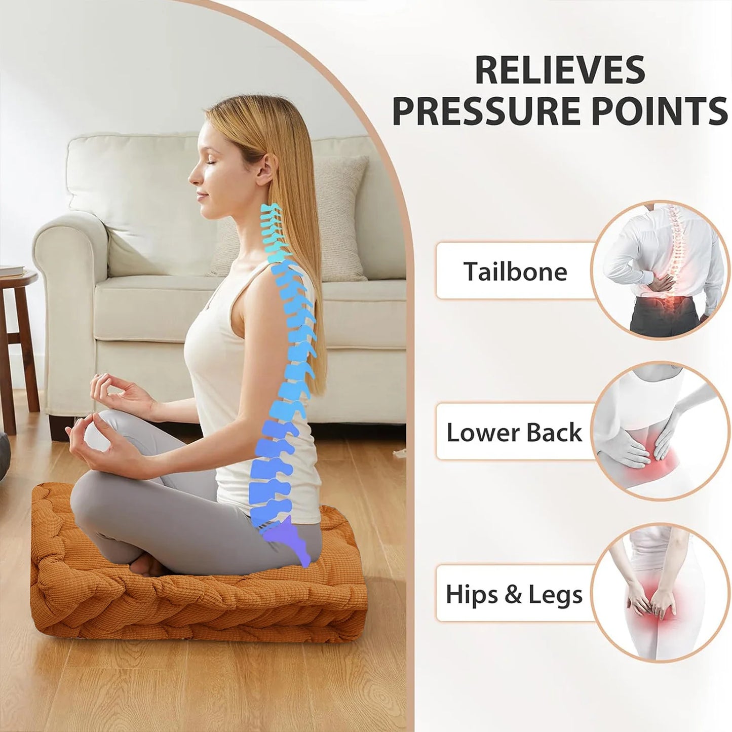Square Intelligent Design Memory Floor Pillow for Meditation and Yoga