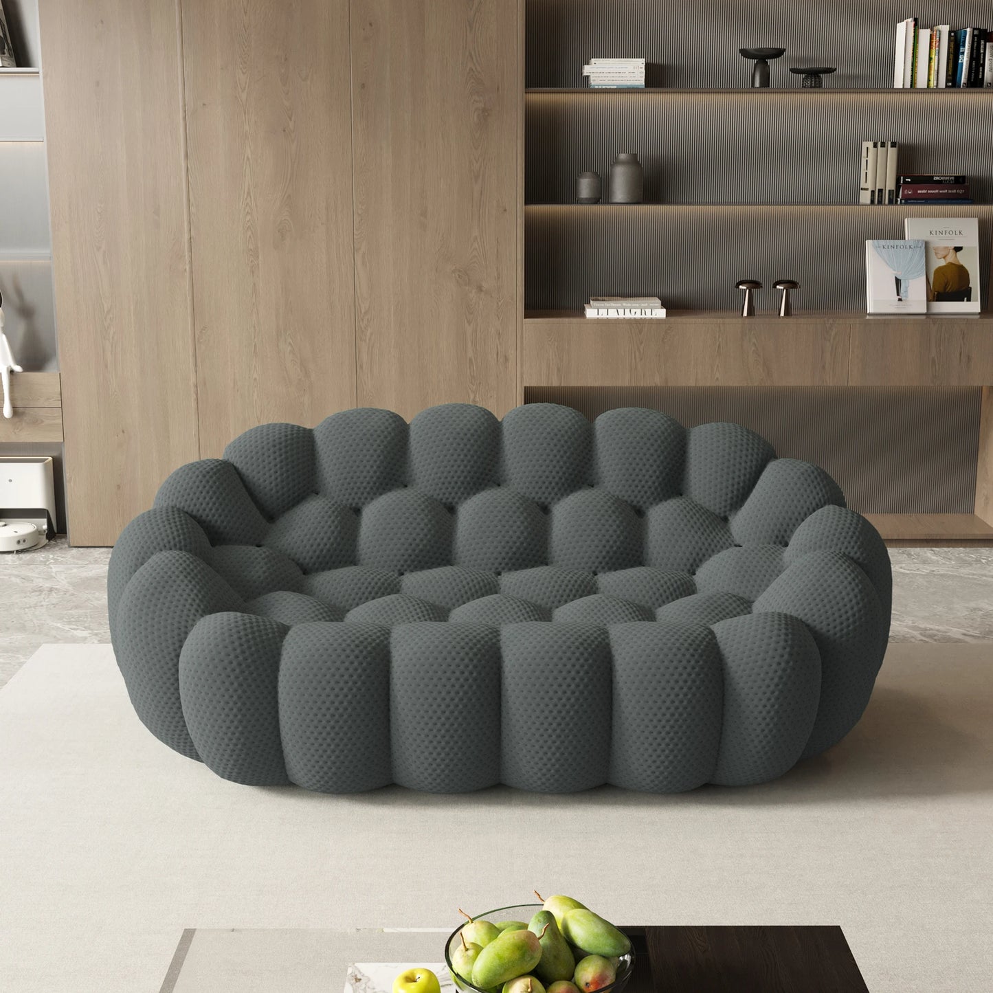 Sdorens Modern Curved Boneless Sofa With 3D Knitted Fabric Loveseat