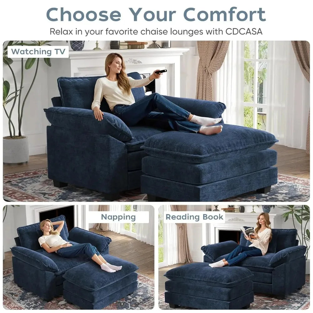 Guangbai Chenille Upholstered Accent Chair With Ottoman