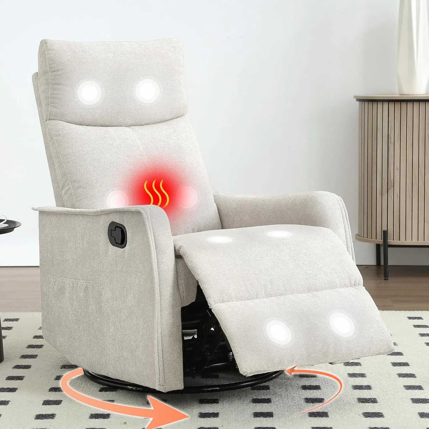 Manual Swivel Rocker Recliner Chair For Adults With Massage