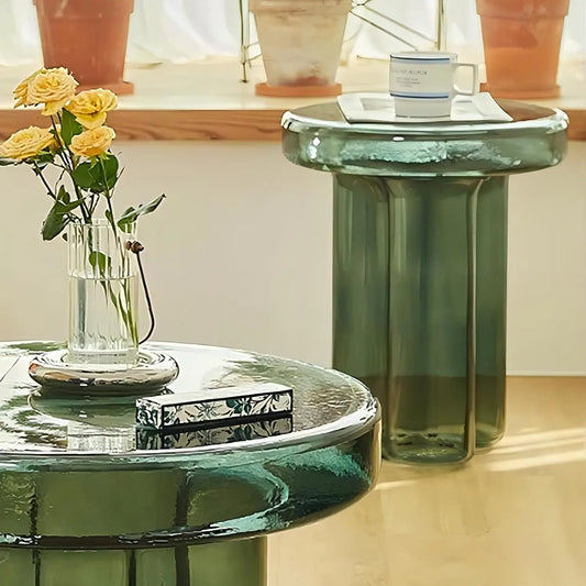 Glass Coffee Table With Stone Base Mid Century Modern Design