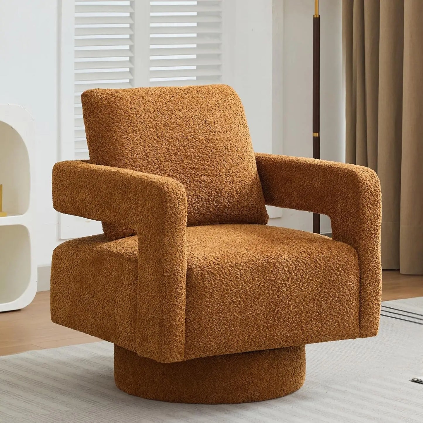 Upholstered Swivel Accent Barrel Chair Set Two Linen Open Back