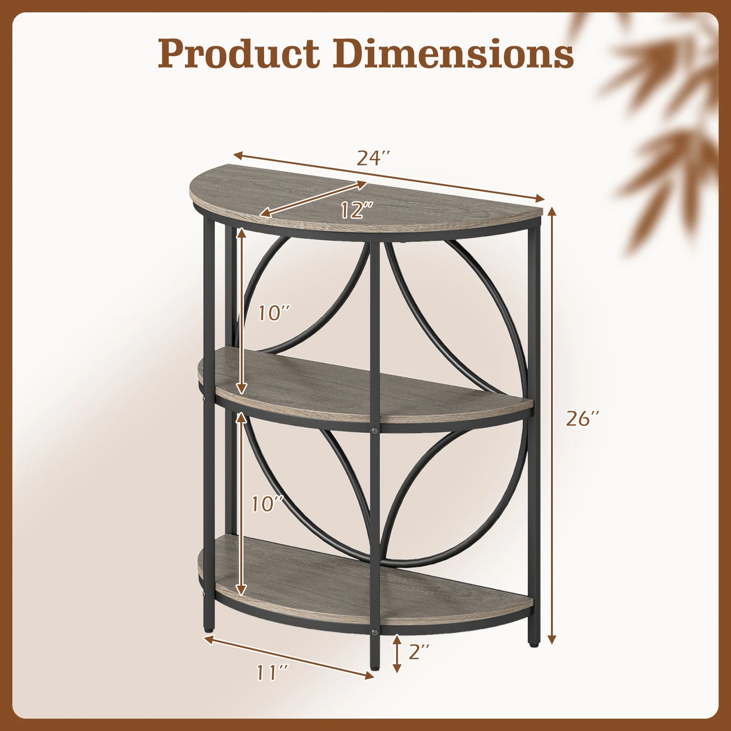HOMASIS 3 Tier Half Round End Tables Set of 2