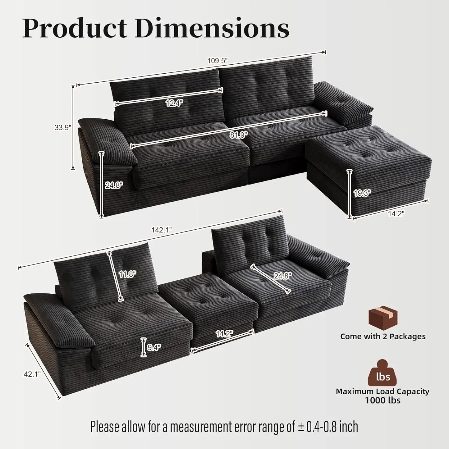 Compressed Convertible Sofa Bed Customized No Assembly Required
