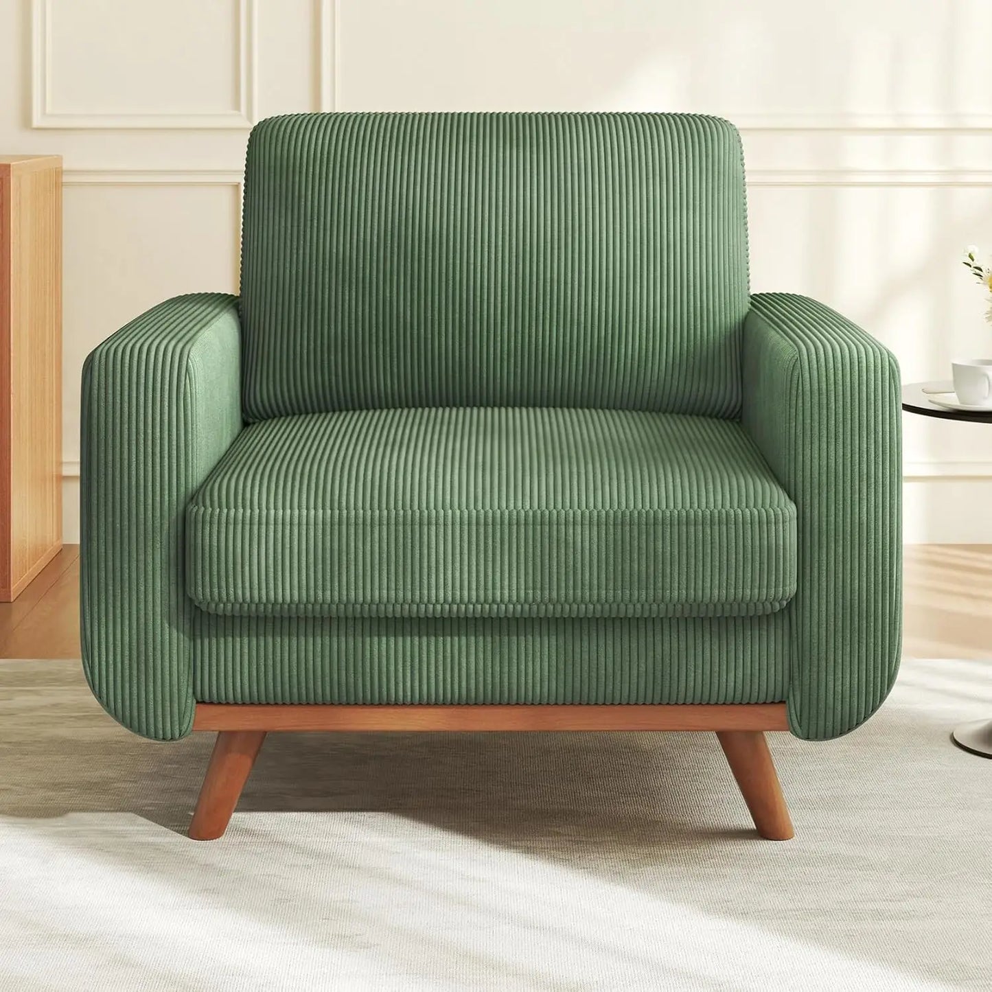 HUANZHUANG Corduroy Loveseat Sofa With Spring Cushion Solid Wood Frame