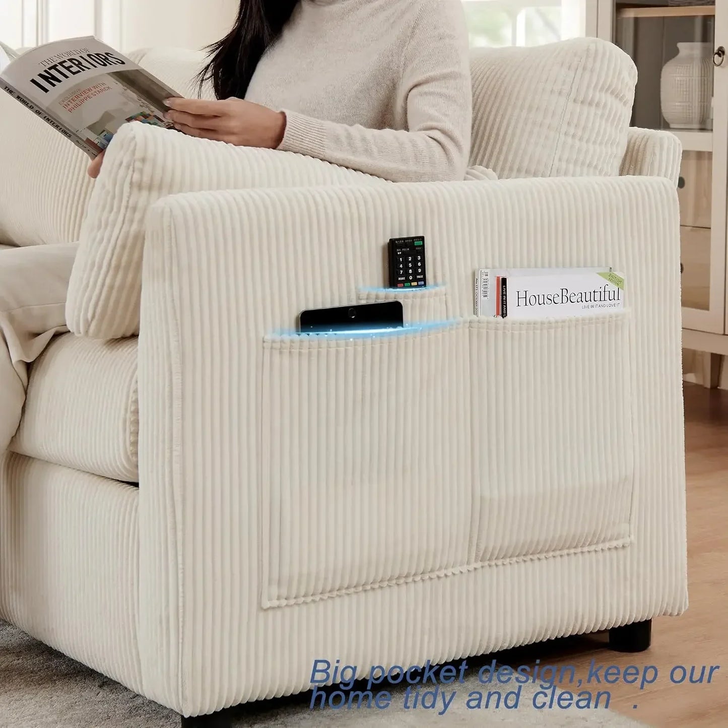 Corduroy Modern Accent Chair For Living Room