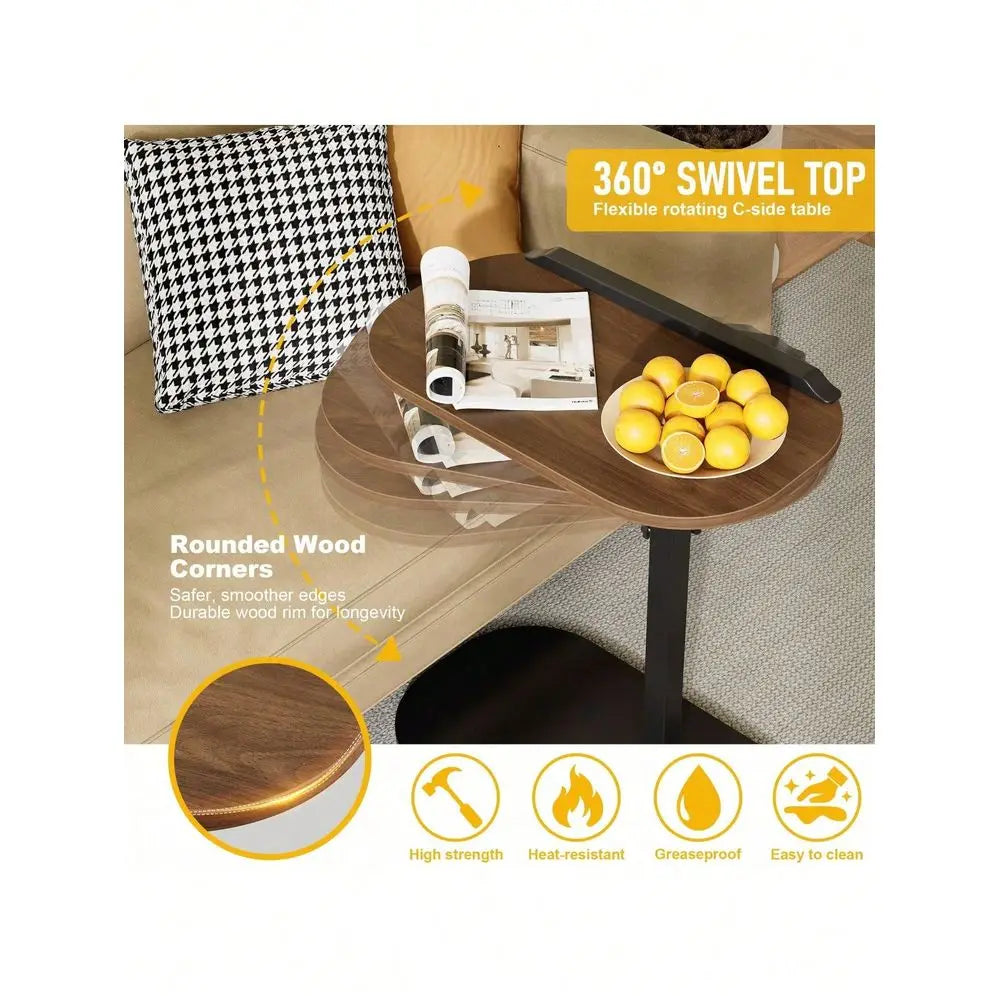 XMSJ Swivel Top C Table for Home Office Corners Modern