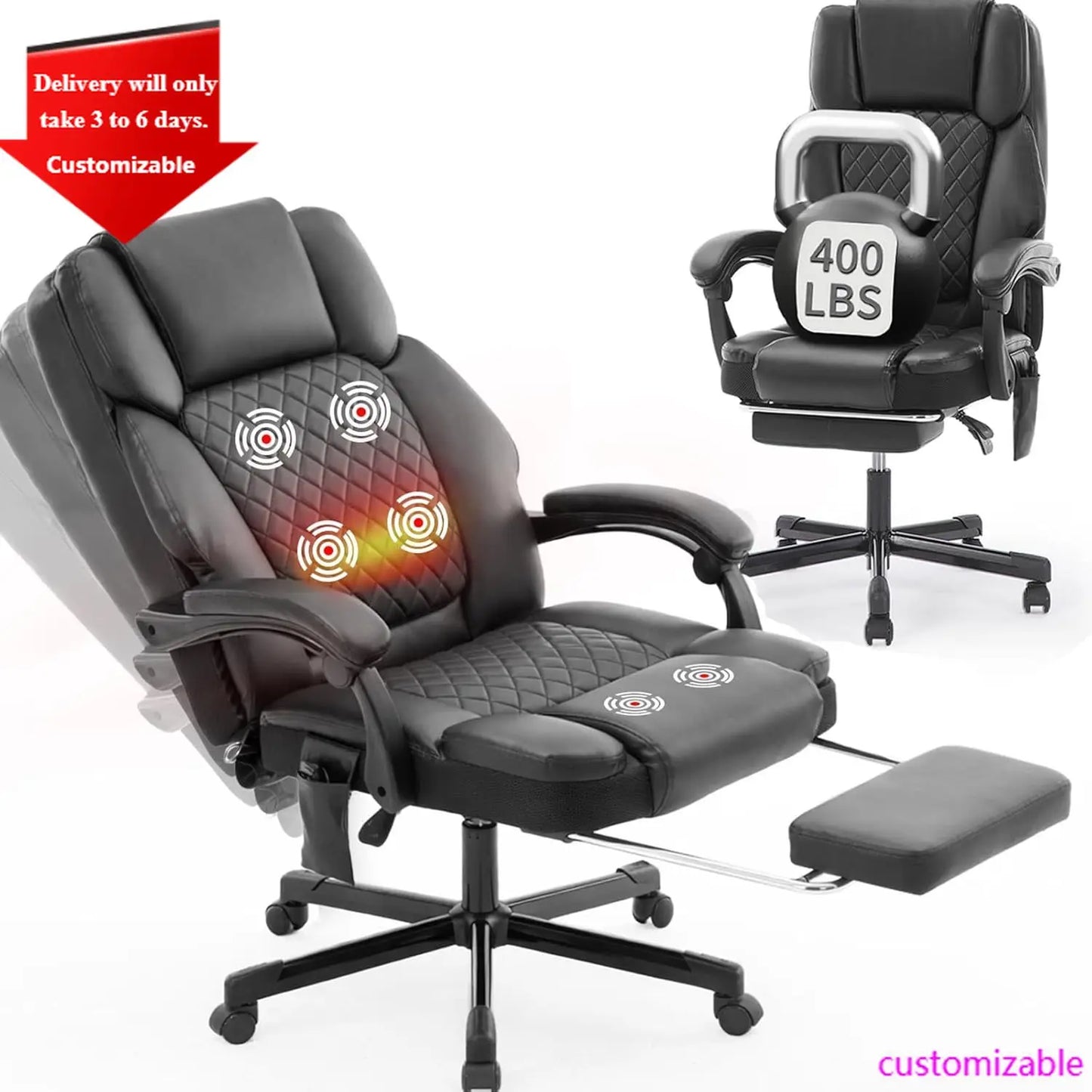 XMSJ Massage Office Chair With Heat And 6 Vibration Points