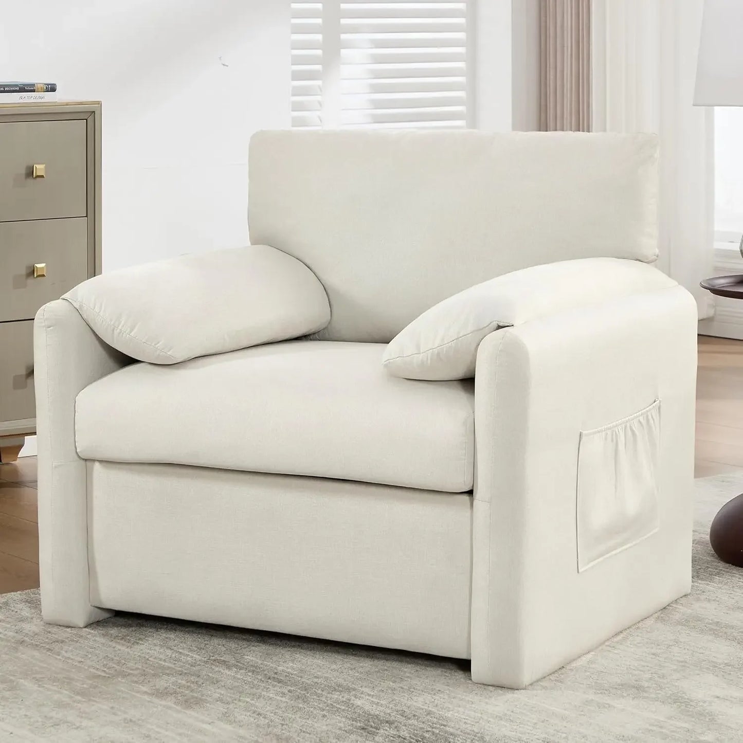 Custom Mid Century Modern Oversized Accent Chair With USB Ports