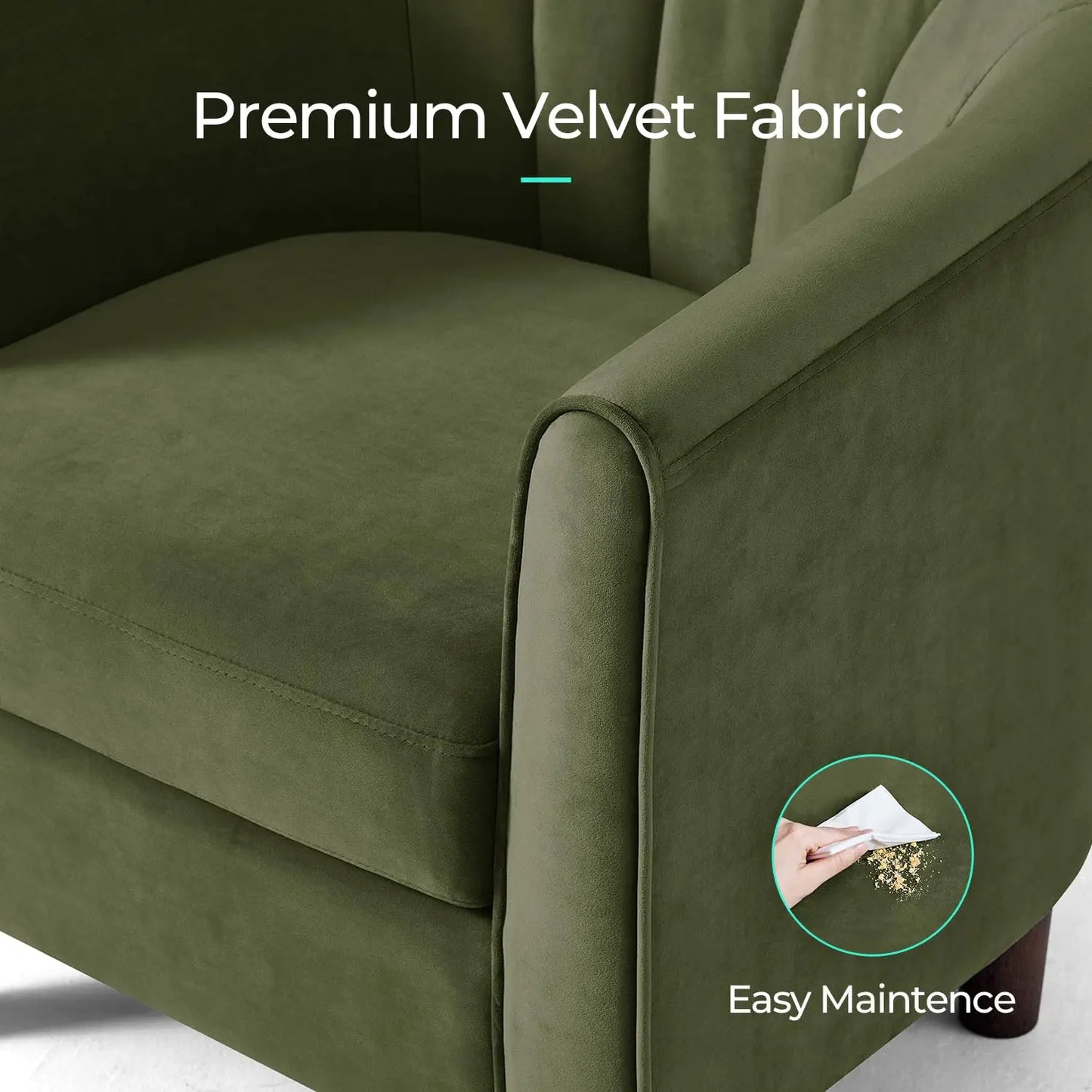 Velvet Barrel Chair With Ottoman Accent For Small Spaces