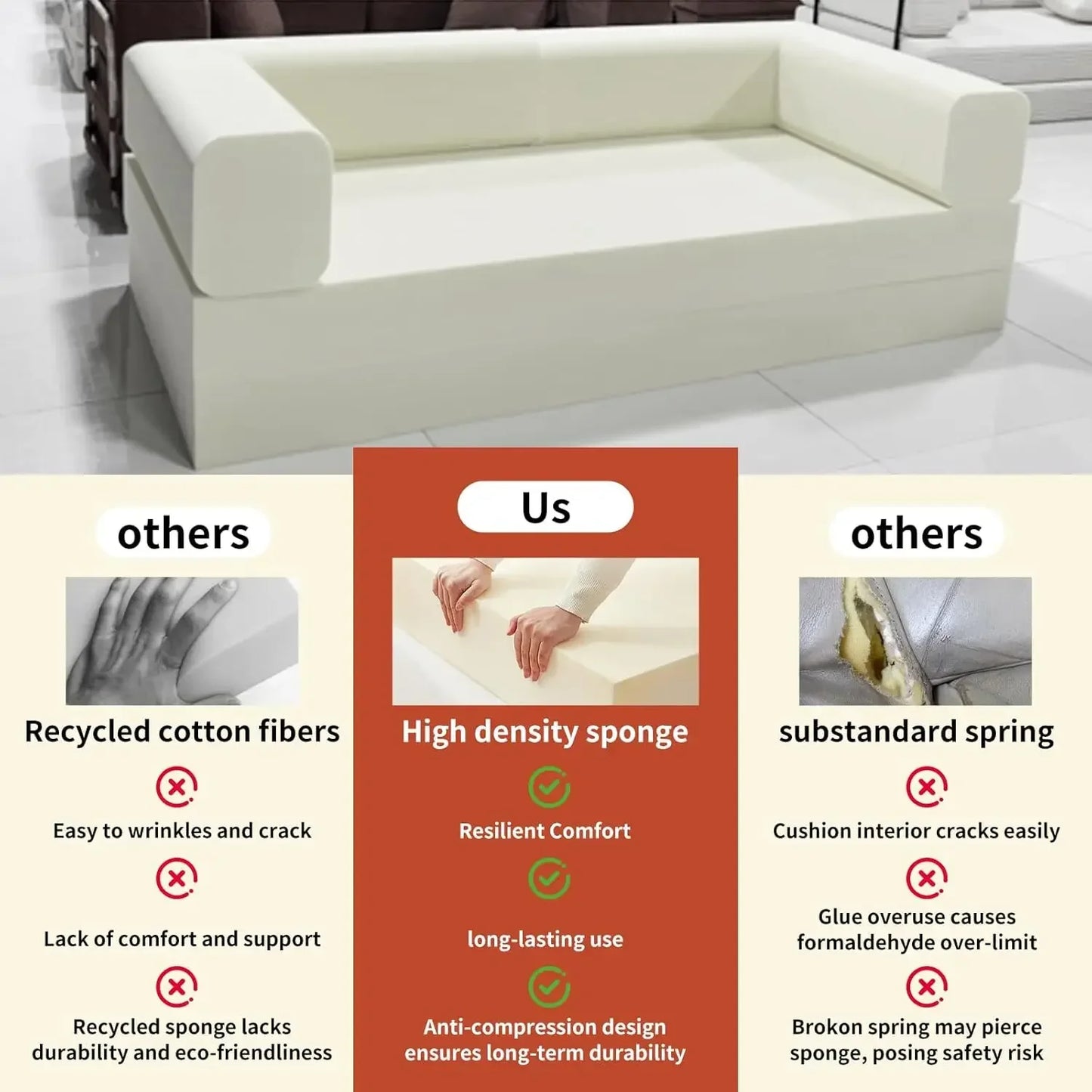Convertible Sleeper Sofa Bed Corduroy Memory Foam Couch