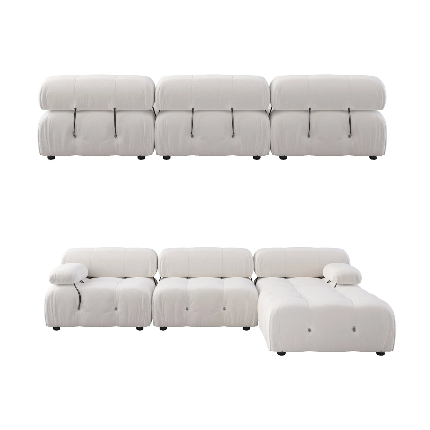 Sdorens Velvet L-Shaped Sectional Sofa With Reversible Ottoman