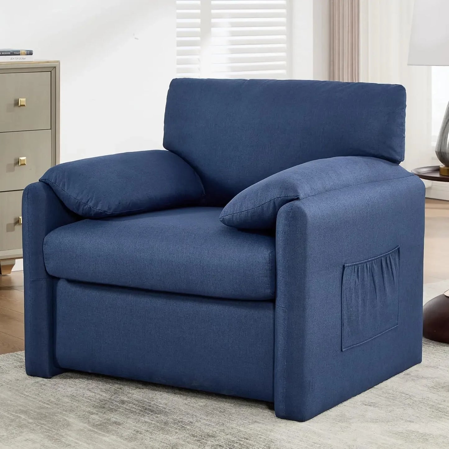 Custom Mid Century Modern Oversized Accent Chair With USB Ports