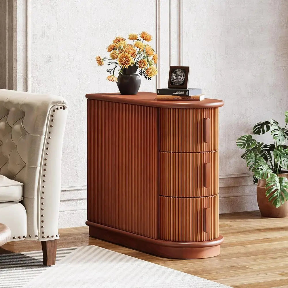 Rattan Frame End Table With Wooden Top For Living Room