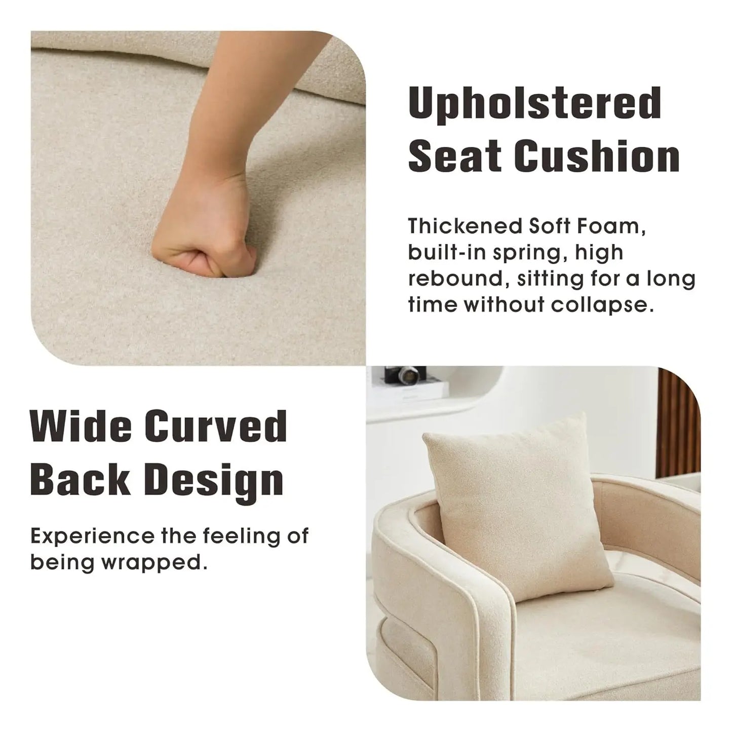 Upholstered Swivel Accent Barrel Chair Set Two Linen Open Back