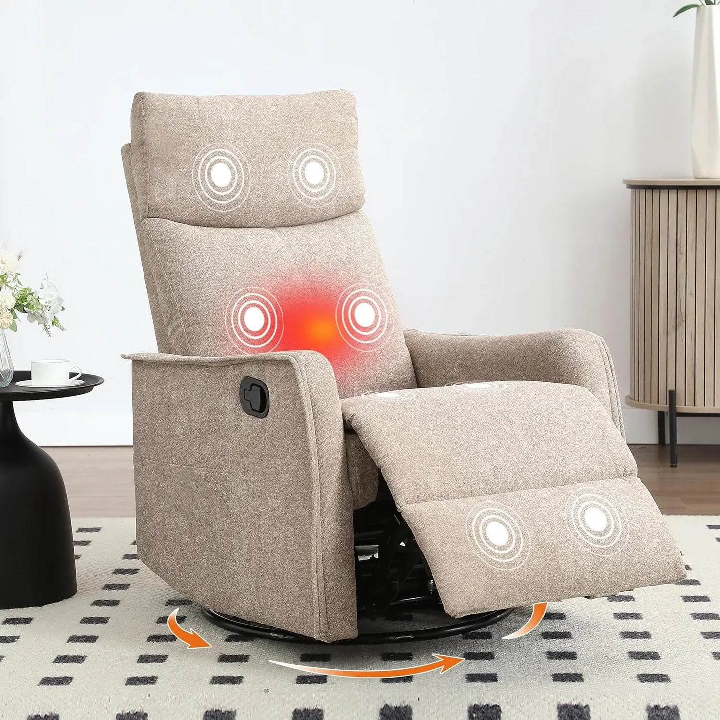 Manual Swivel Rocker Recliner Chair For Adults With Massage